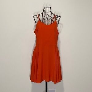 TEA N ROSE Fire Orange Fit and Flare Slip Dress